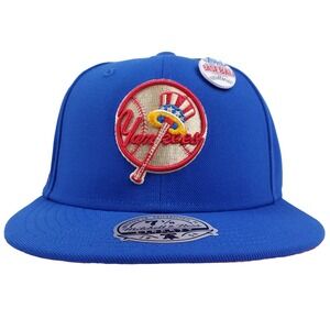 Topps‎ NY Yankees Mitchell & Ness MLB Fitted 7 1/8 Flatbill Hat Cap 3D Logo NWT